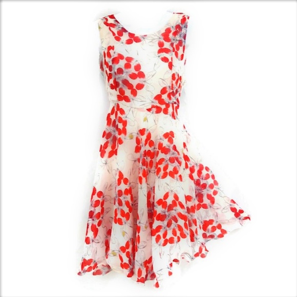Love Spray Dresses & Skirts - Love Spray Abstract Butterfly Dress Fit Flare Lined Red. L